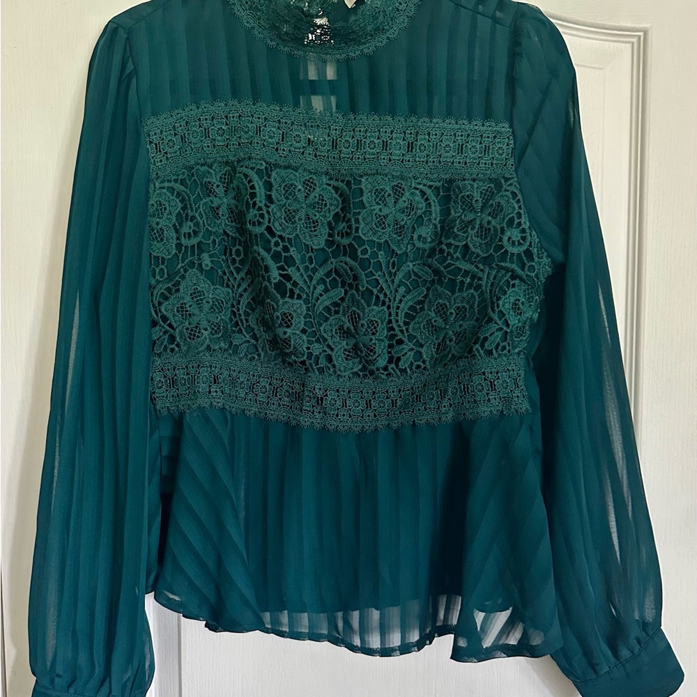 SALE! Elegant Teal Lace Blouse
